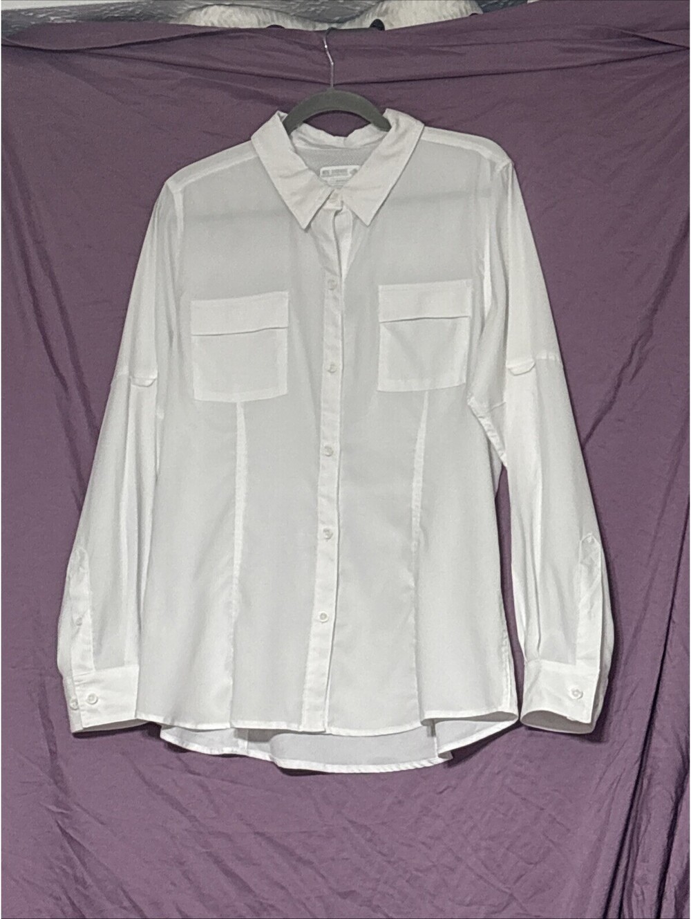 Reel Legends Shirt Men Large White Button Down Vented Fishing Long Sleeve L